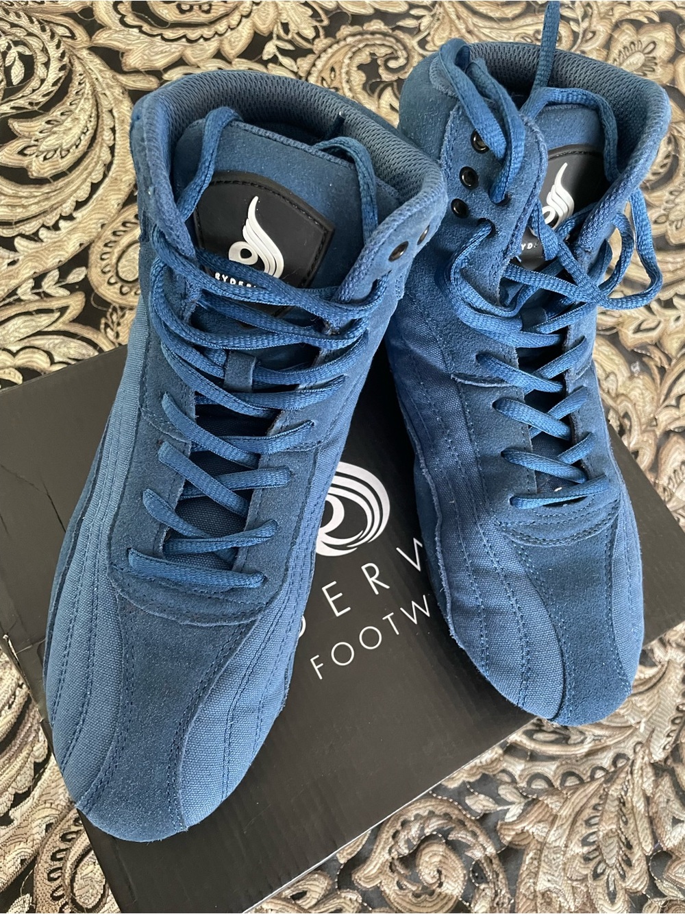 Ryderwear D-Mak Original Navy Suede High-Top Men's Weightlifting Shoes Sz 8
